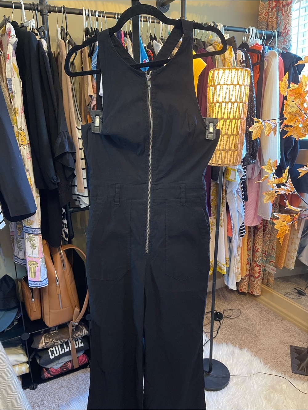 Anthropologie Black Sleeveless Front-Zip Jumpsuit